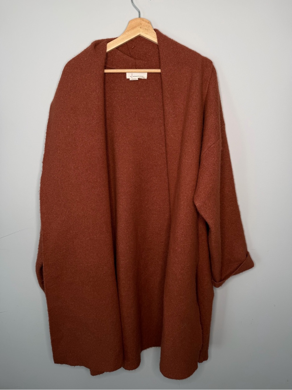 Anthropologie Cozy Open-Front Rust Cardigan Sweater - Women one size